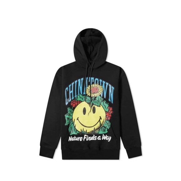 CHINATOWN MARKET Smiley Nature Finds A Way Hoodie X-LARGE, Black - Picture 1 of 6